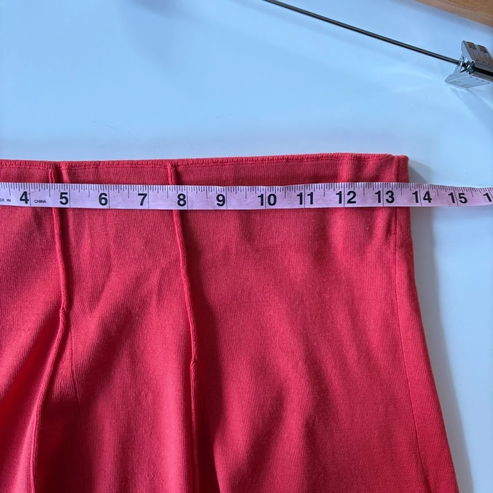 Lafayette 148 New York || Godet Knit Midi Skirt A-Line Wool Red Orange‎ M